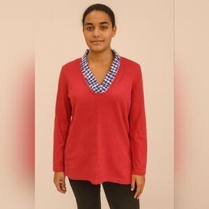 Haley and the Hound Cashmere Blend Preppy Luxury Vneck Ruffle Sweater Size Large